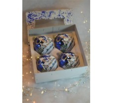 Kerstballen 4x8 cm blauw 